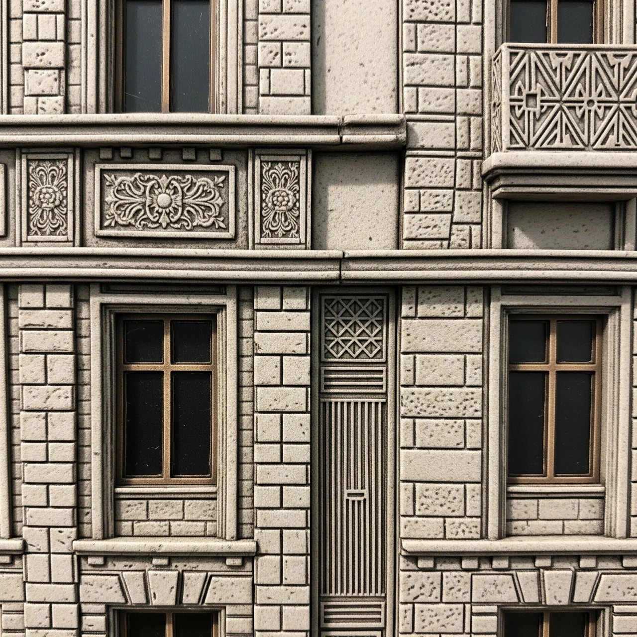 Architectuurmodel met UV geprinte ramen en reflecties