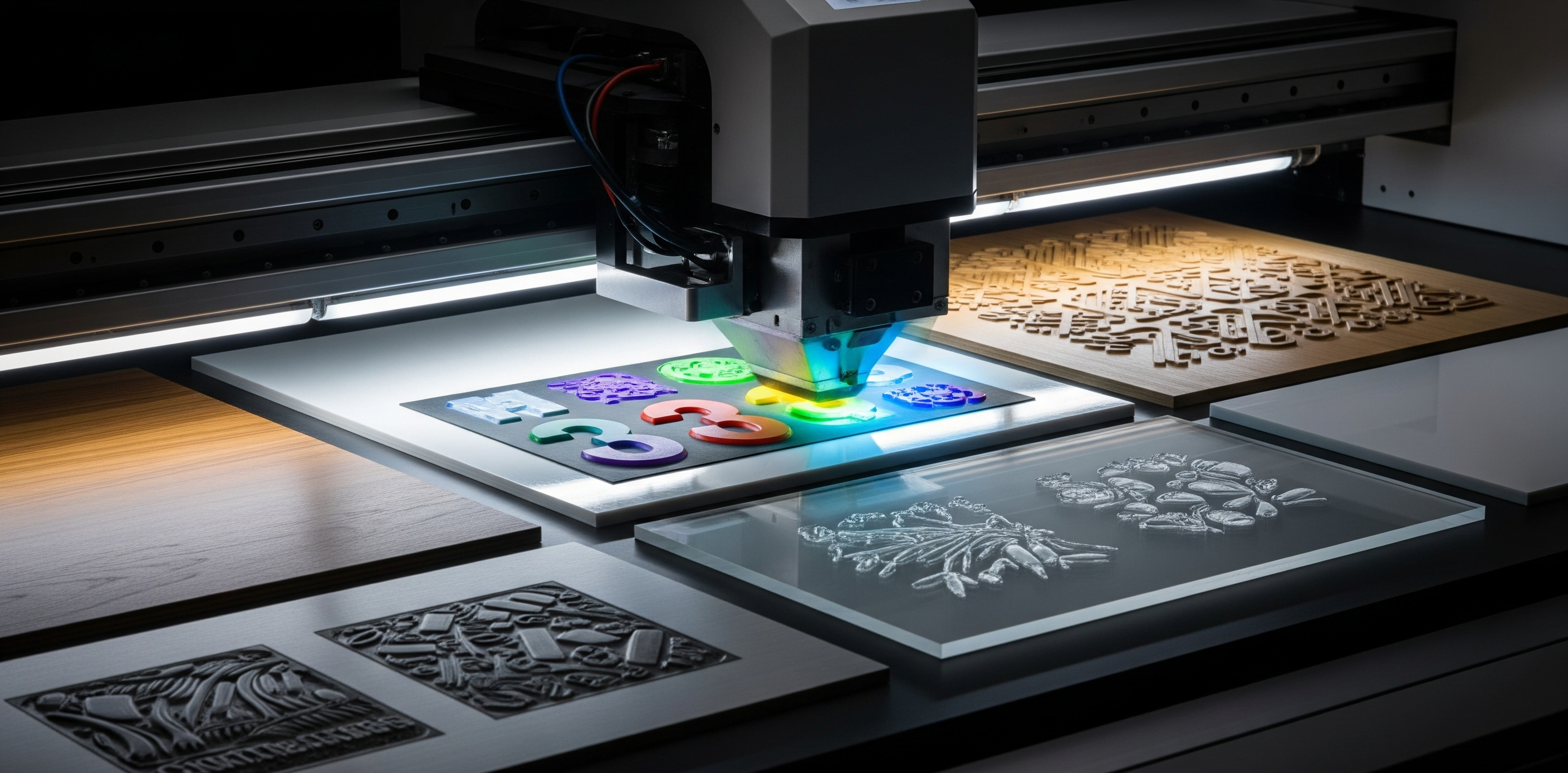 3D UV Printing showcase met textuur relief