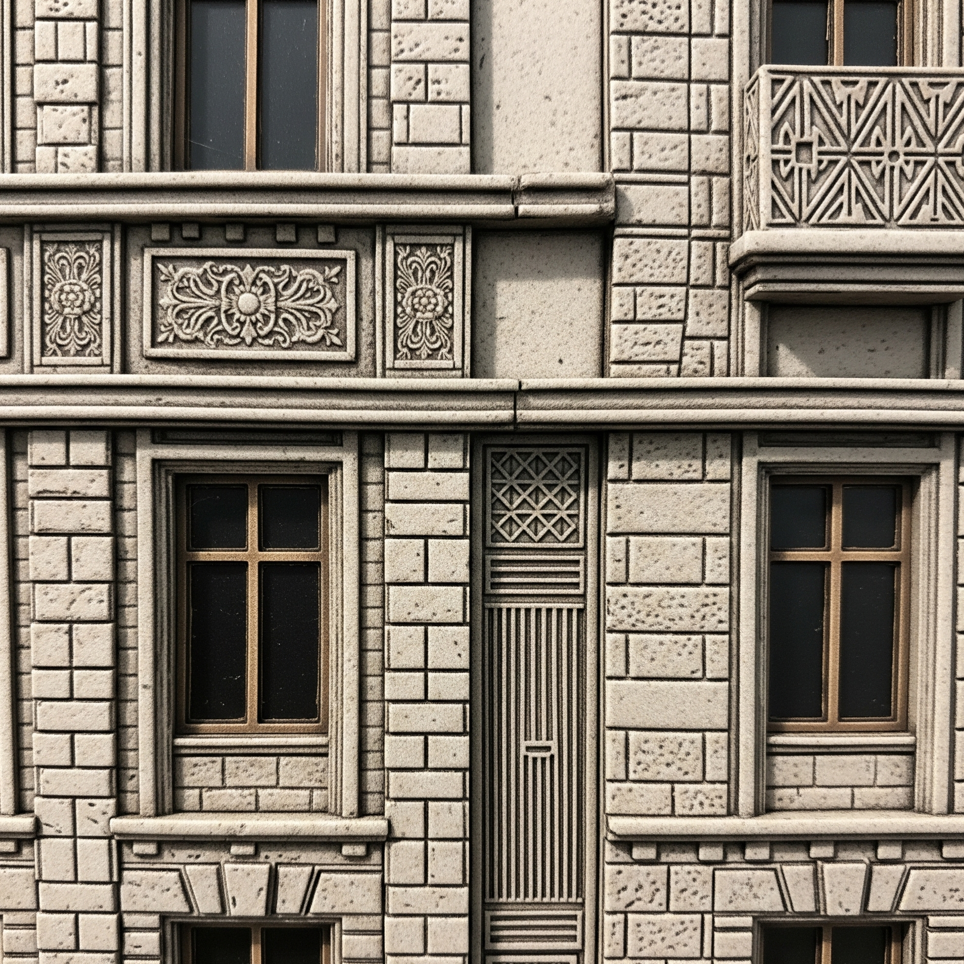 Architectuurmodel met UV geprinte ramen en reflecties